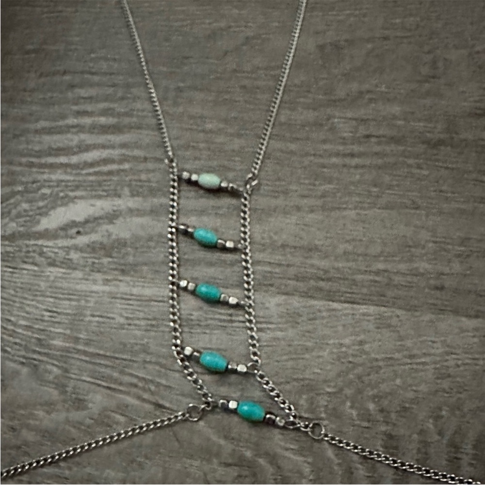 Elegant Silver and Turquoise body harness